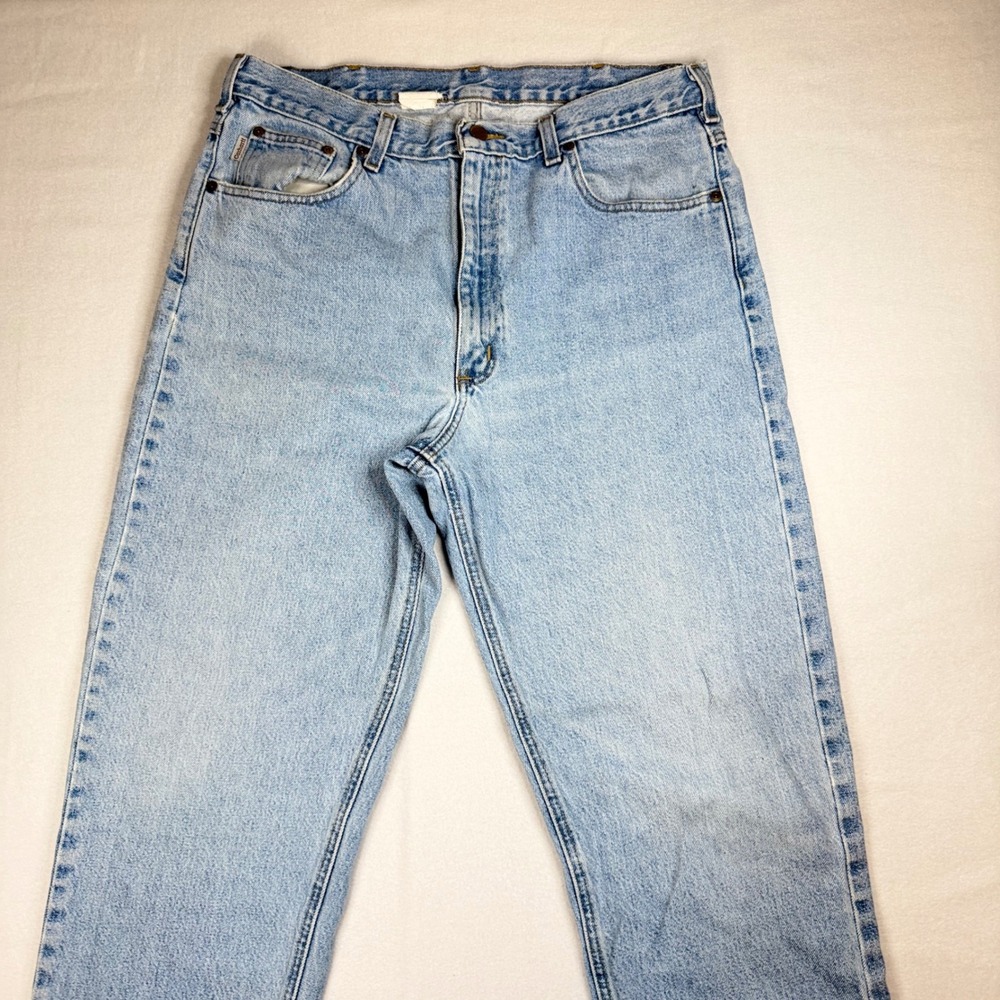 Carhartt Relaxed Fit Tapered Leg Light Wash Denim Jeans Mens 36x32 Workwear